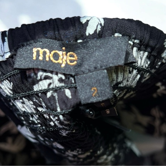 🌻NEW w/tags Maje B&W Palm Tree Print Crop Top FR Size 2 / US Medium $235 Retail - Picture 7 of 14